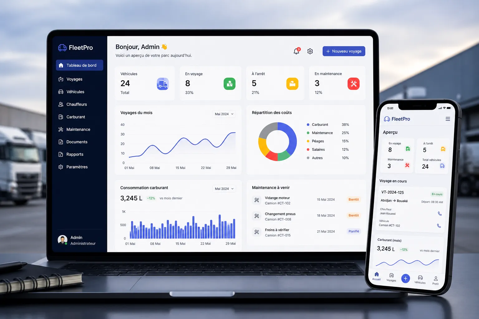Interface de suivi logistique